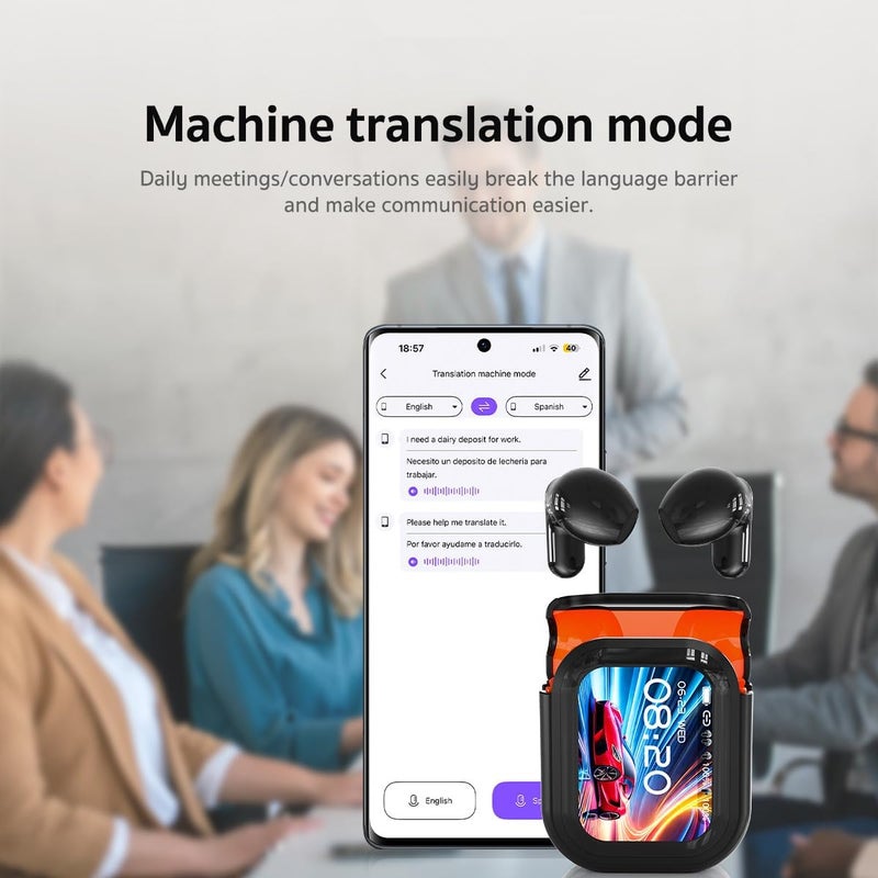 Dwolm NE20 AI Translation Earbuds Real Time: 3-in-1 Translation Headphones with Touch Screen, 135 Languages, Translator Earbuds with 60H Playtime, Support Playing Music Phone Calls for Travel - Image 5